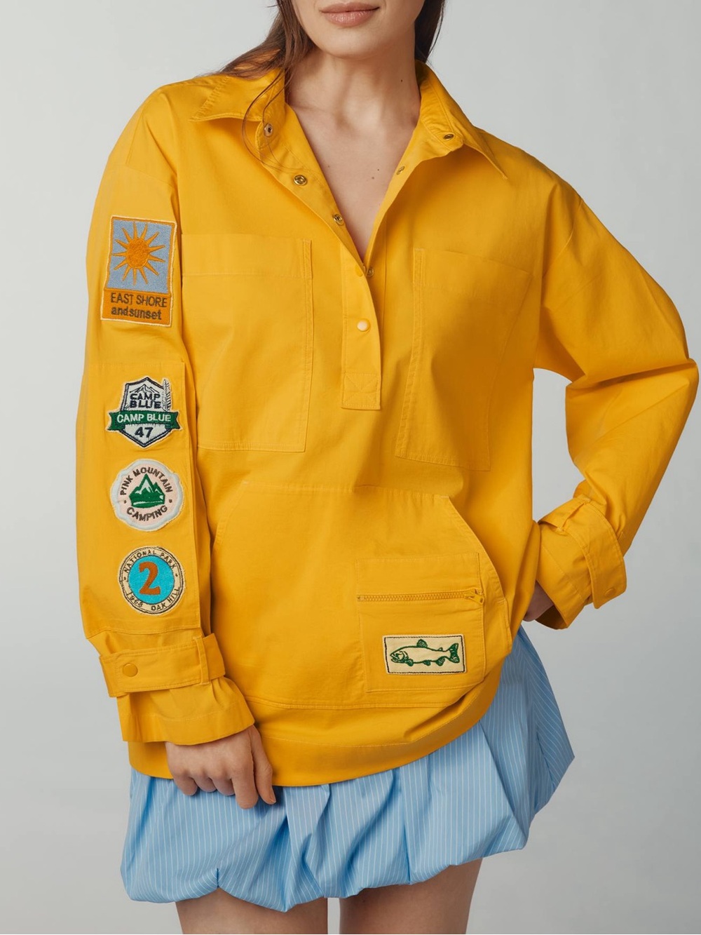Anthropologie Maeve Yellow Fisherman Long-Sleeve Popover Top